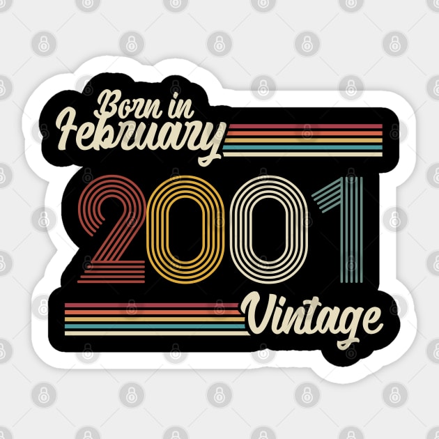 Vintage Born in February 2001 Sticker by Jokowow